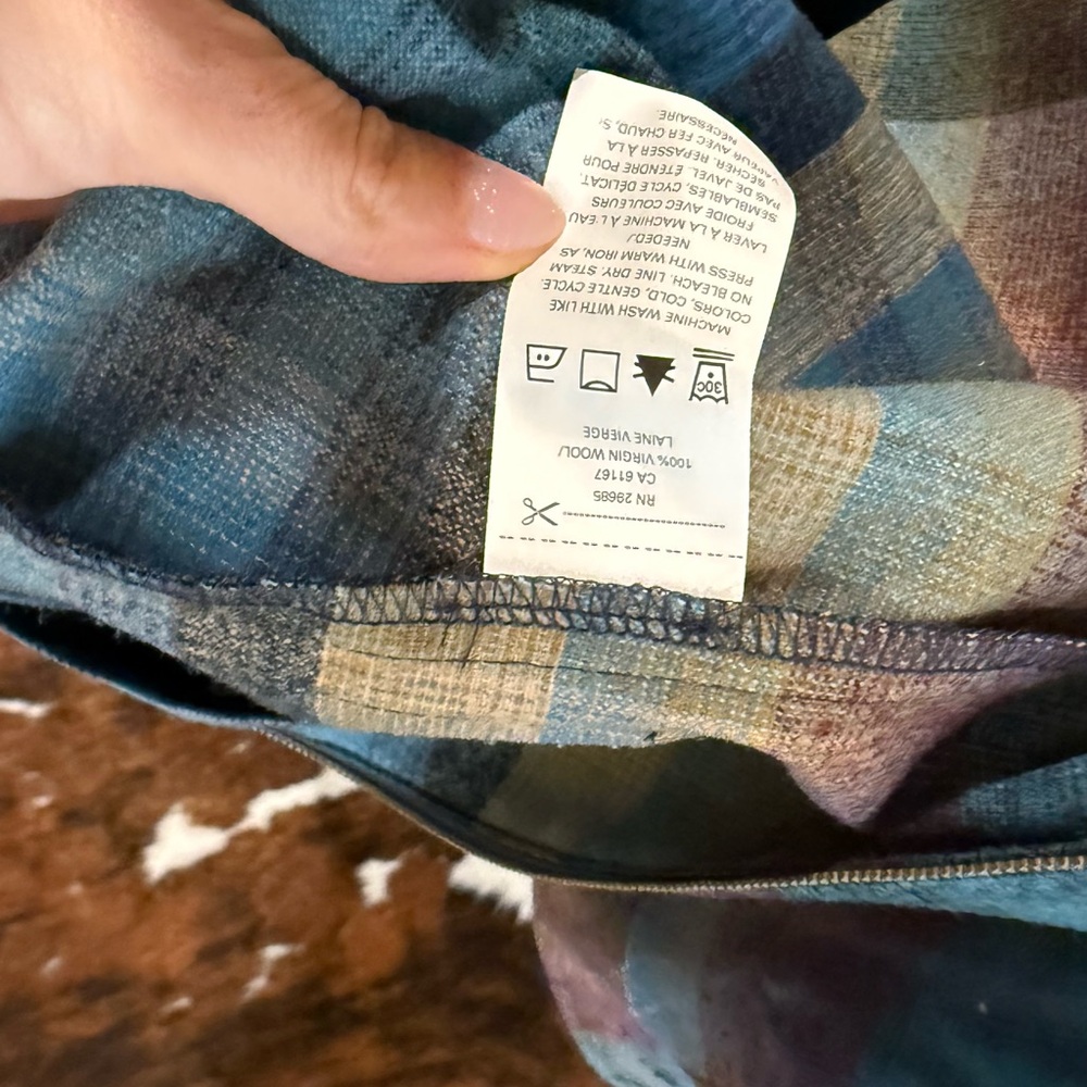 Pendleton Plaid Hooded Jacket Wool Blend Zip Up Blue Teal Burgundy XXS - Picture 7 of 10